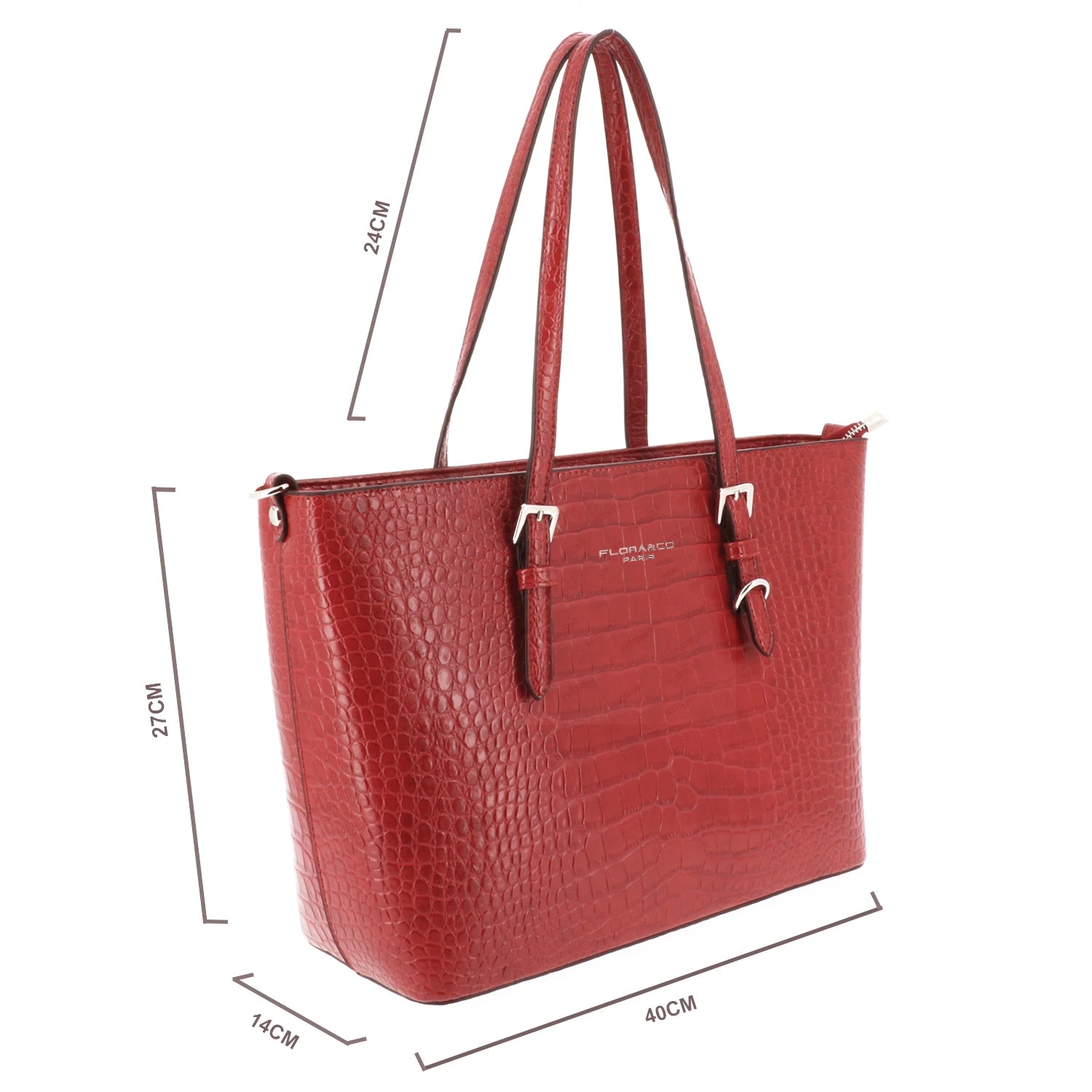 Sac cabas femme croco format a4 rouge