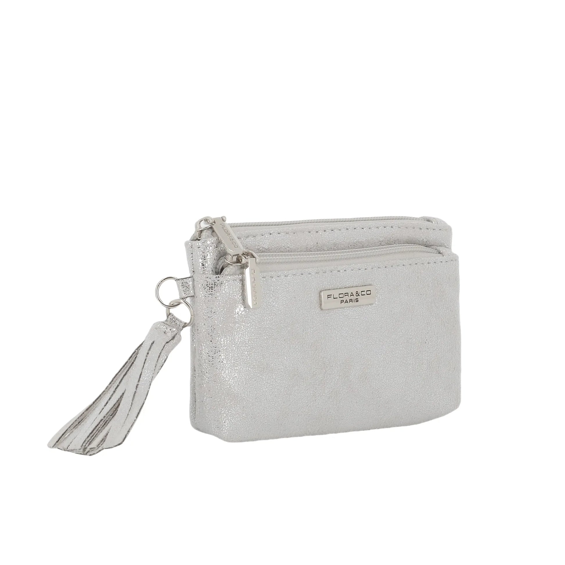 Petit porte-monnaie pochette femme suède irisé Argent other image 2