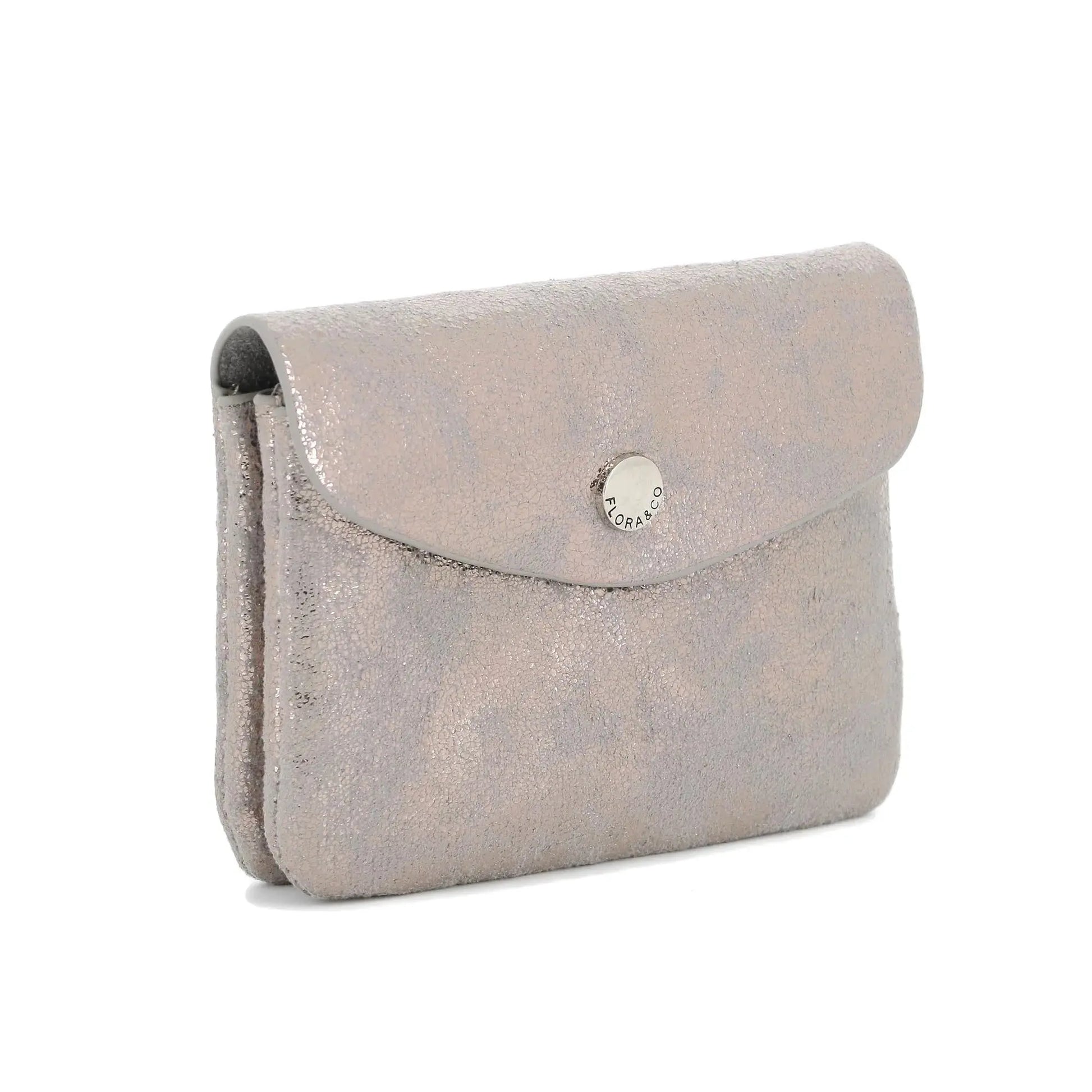 Flora & co Porte-monnaie femme court suède irisé Noir Taupe Métal