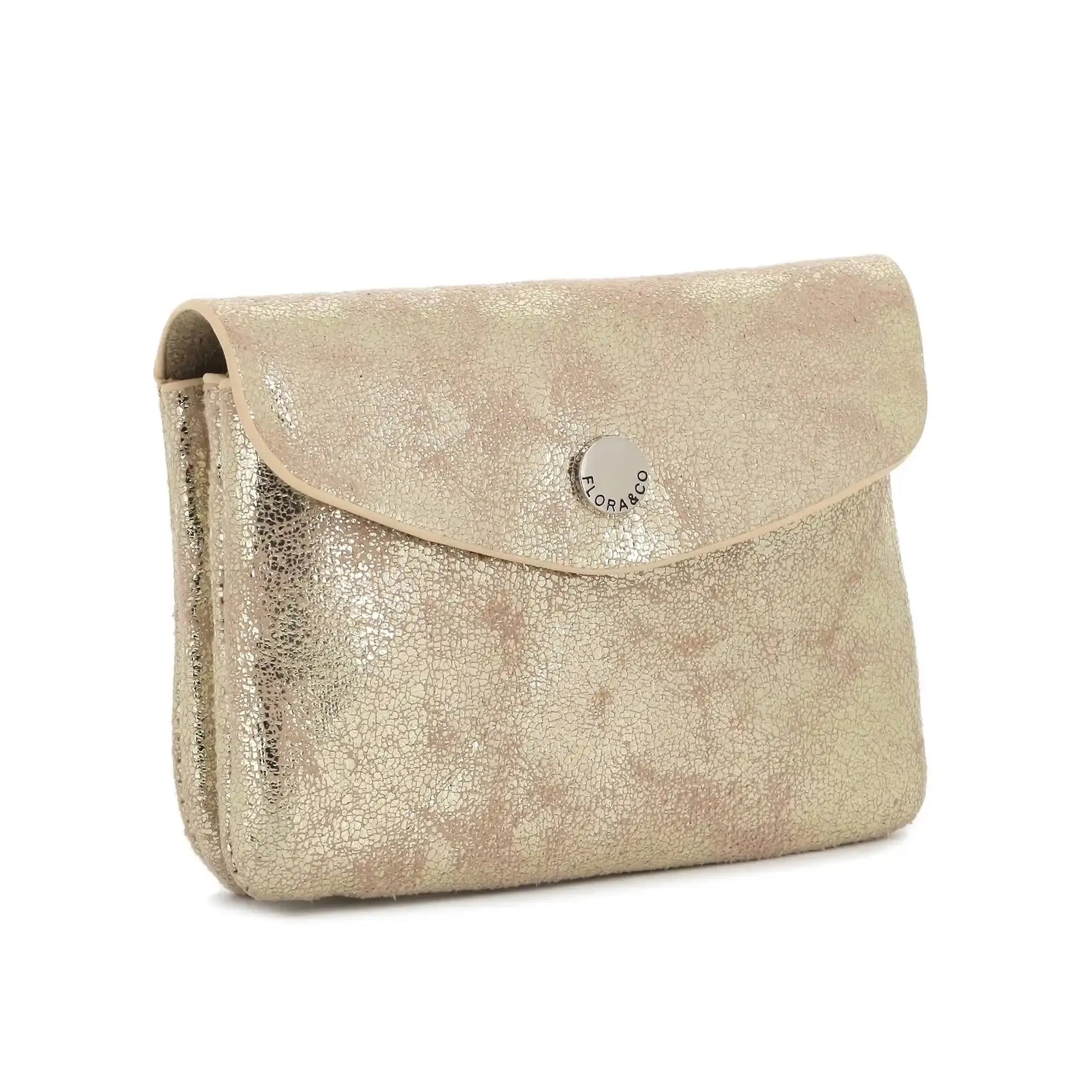 Flora & co Porte-monnaie femme court suède irisé Noir Doré