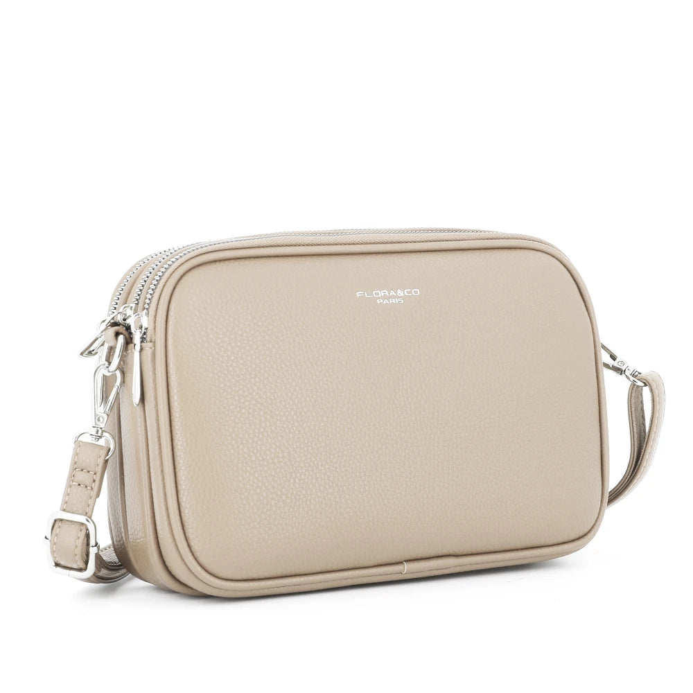 Sac bandoulières femme multipoches beige