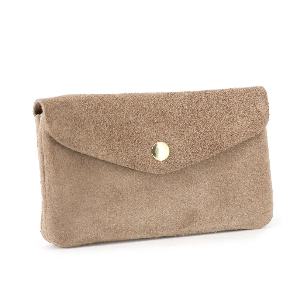 Porte-monnaie portefeuille mi-long suède Taupe other image 2