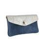 Vue 1 du Porte-monnaie cartes femme irisé suède bleu en cuir par Made in Italy.