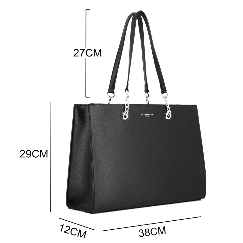 Flora & co Sac femme cabas chaîne rigide a4 noir