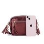 Sac bandoulière femme cuir irisé bordeaux élégant tendance