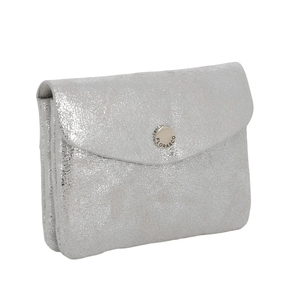 Flora & co Porte-monnaie femme court suède irisé Noir Argent