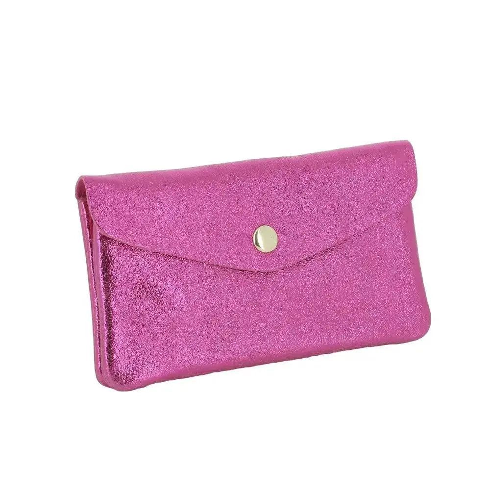 Vue 1 du Porte-monnaie cartes femme cuir irisé 051 Fuchsia par Made in Italy.