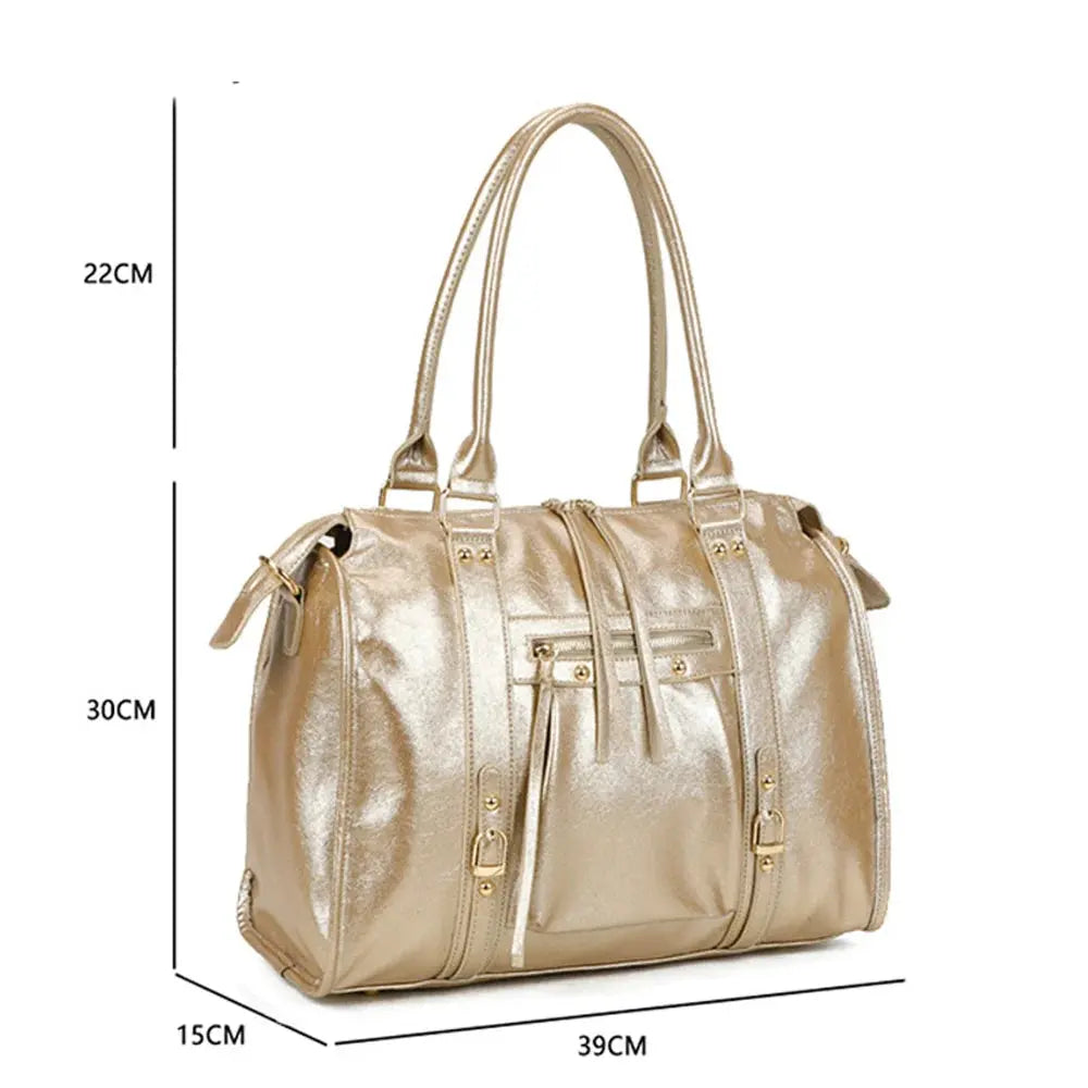 Grand sac à main bowling irisé champagne (détails dorés)