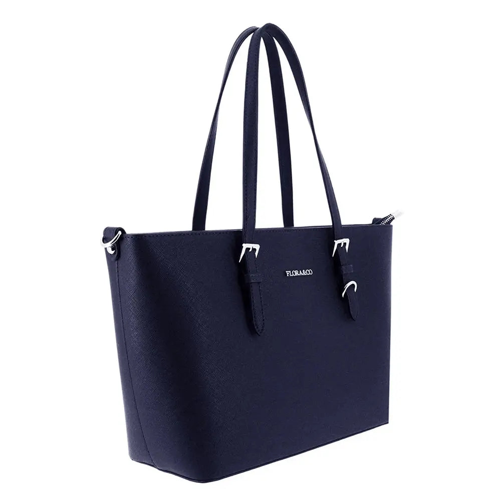 Flora & co Sac cabas femme format a4 saffiano bleu