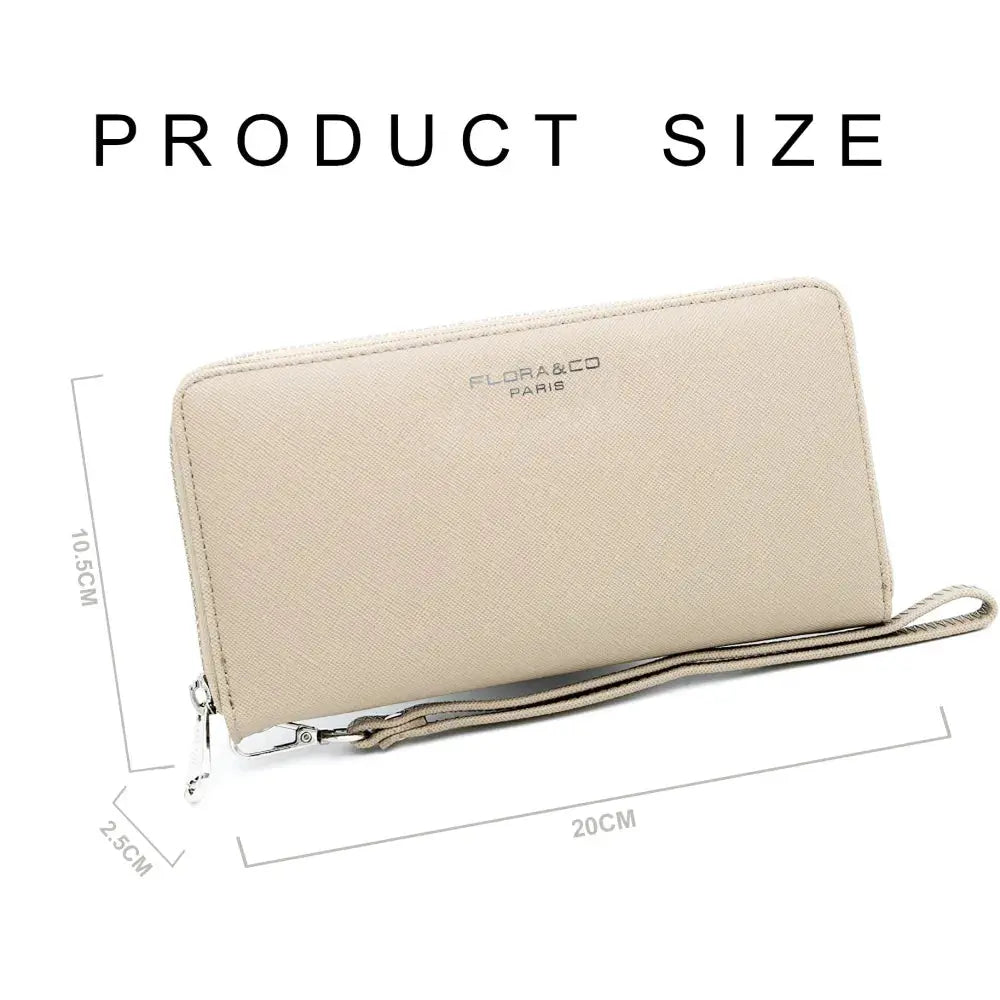 Portefeuille long femme rigide classique beige