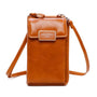 Vue princ. du Pochette téléphone plate tout-en-un femme camel en cuir synthétique par Gallantry.