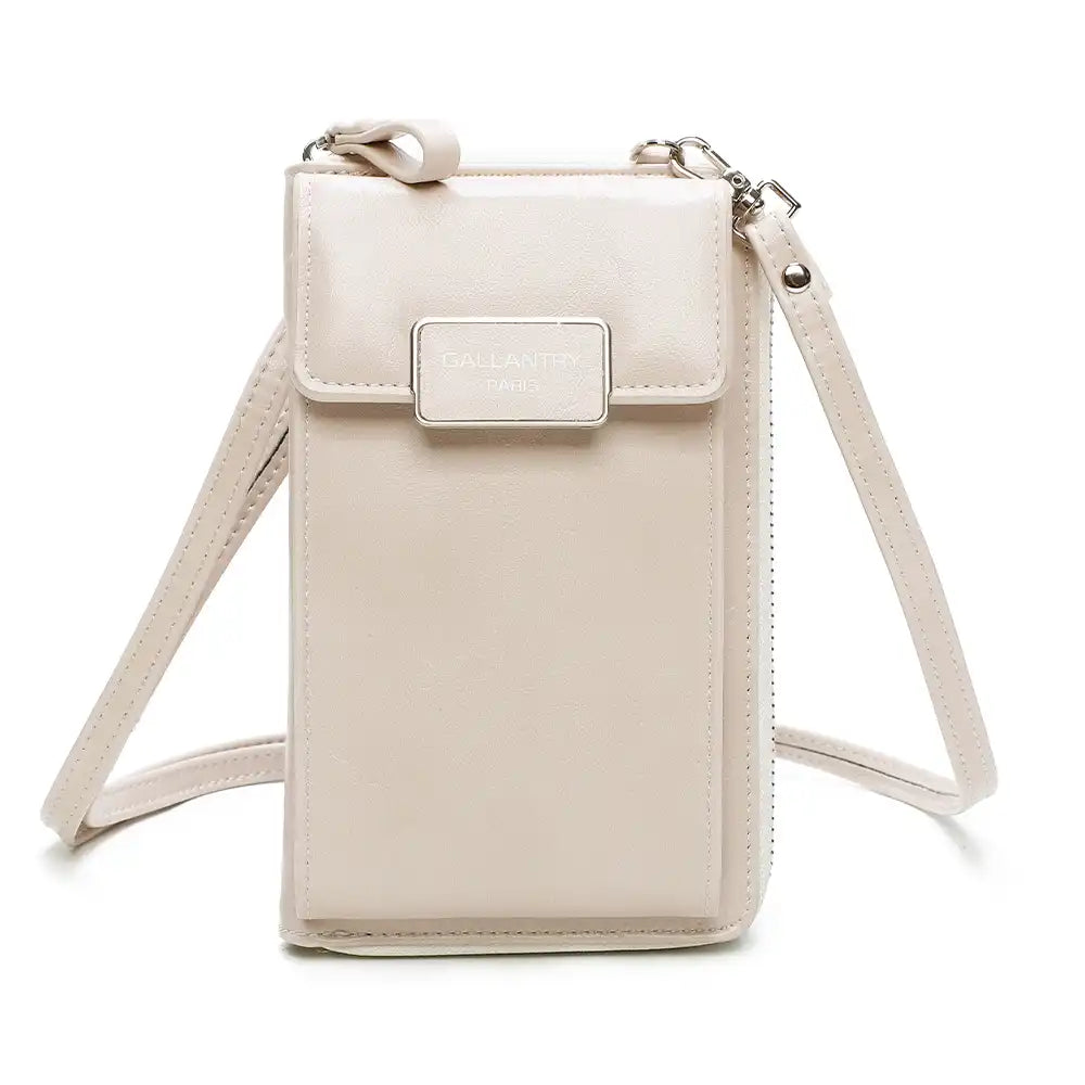 Pochette téléphone plate tout-en-un femme beige