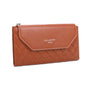 Gallantry Portefeuille longue tri-pli pu cuir matelassé camel