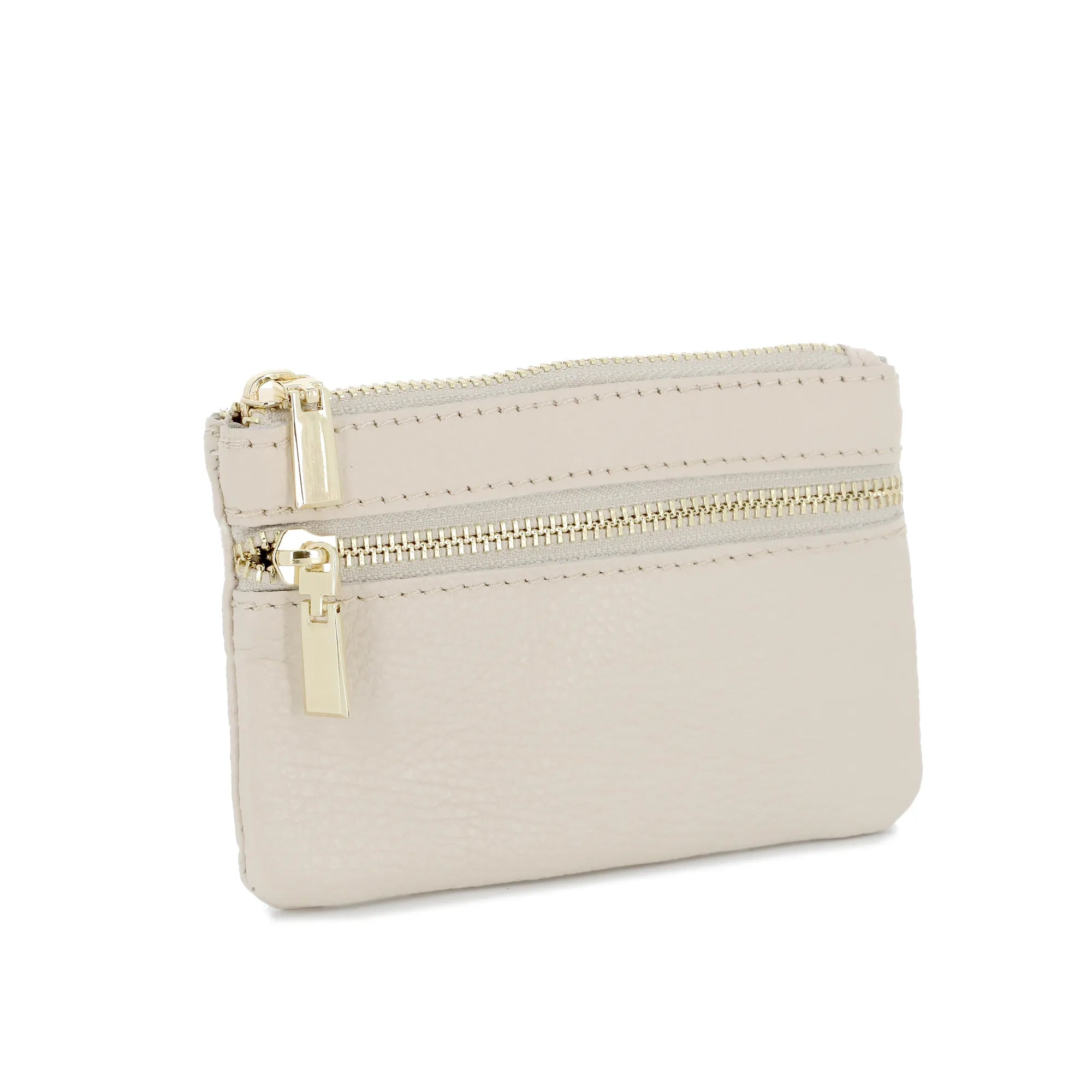 Porte-Monnaie pochette cuir grainé femme Beige other image 2