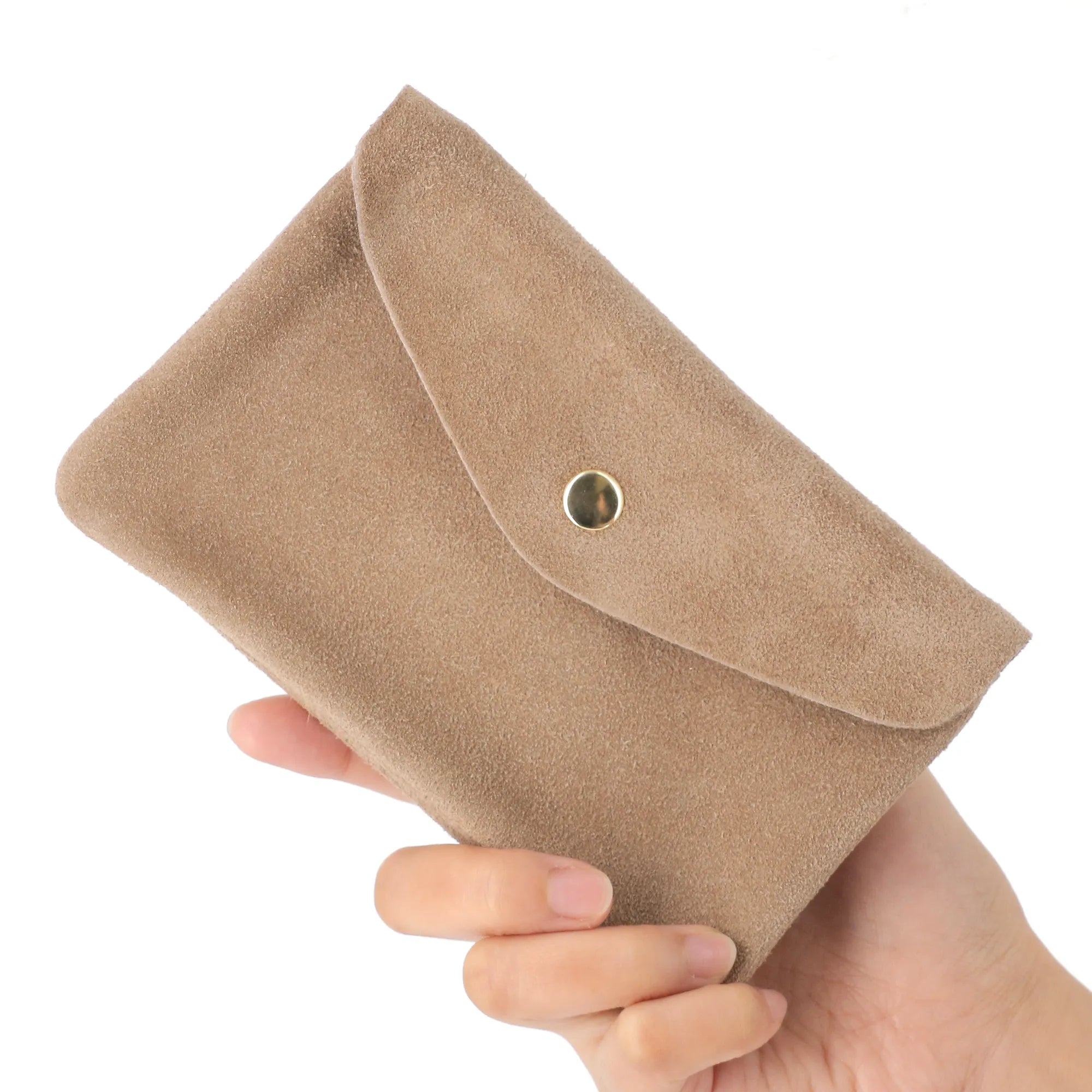 Grand portefeuille cuir suède compatible passeport Beige Taupe - Crocochic