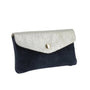 Vue 1 du Porte-monnaie cartes femme irisé suède bleu marine en cuir par Made in Italy.