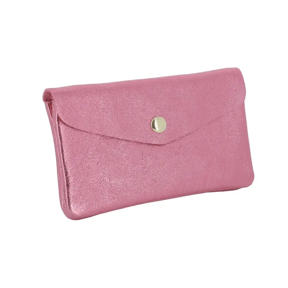 Vue 1 du Porte-monnaie cartes femme cuir irisé 051 Rose Vif par Made in Italy.