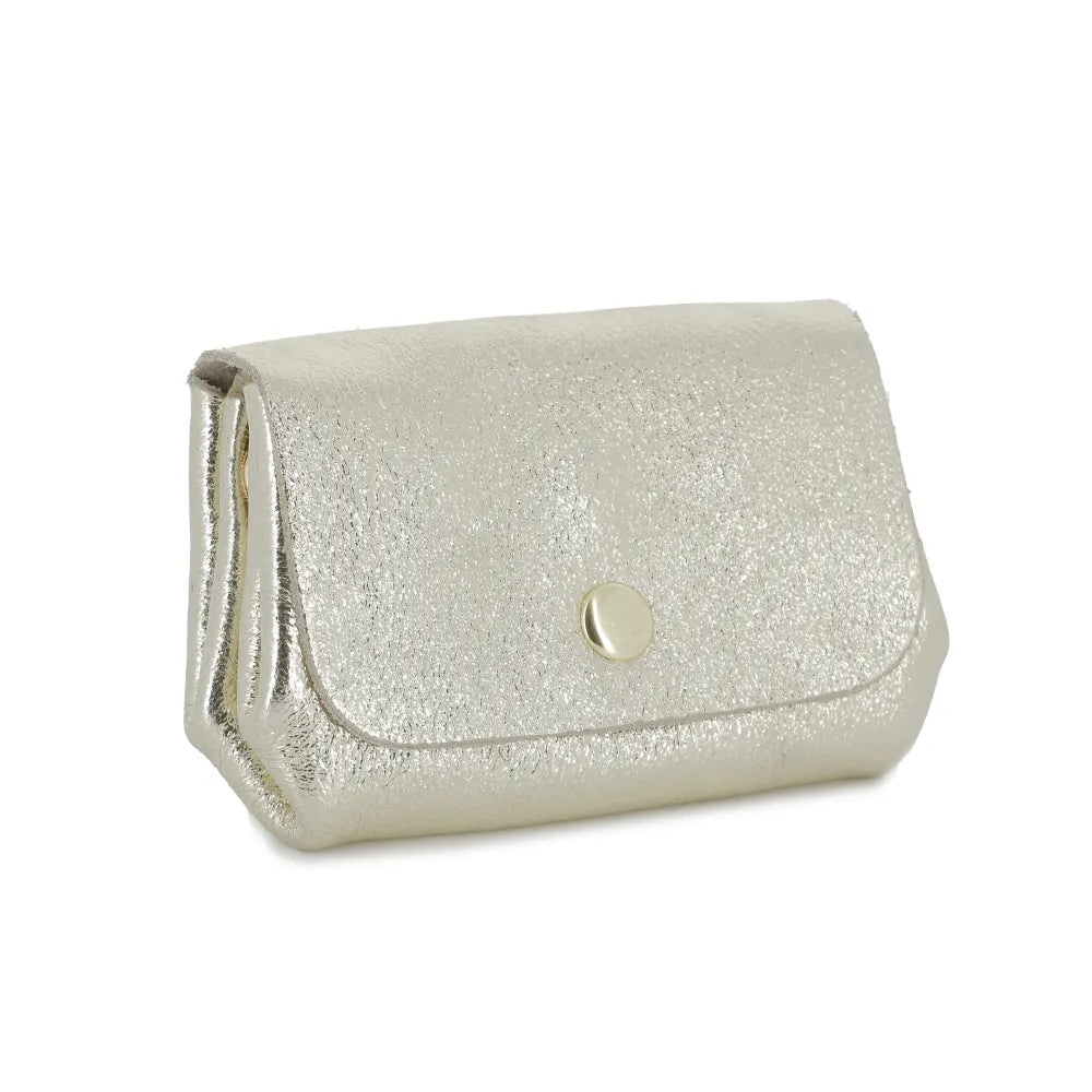 Porte-monnaie cuir souple irisé 04 or clair Made in Italy