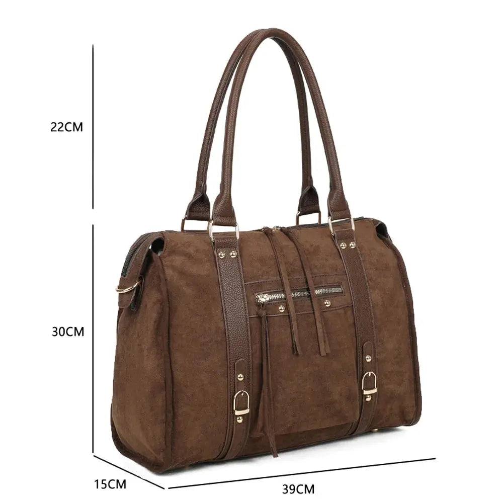 Grand sac bowling similicuir suédine femme Chocolat other image 2