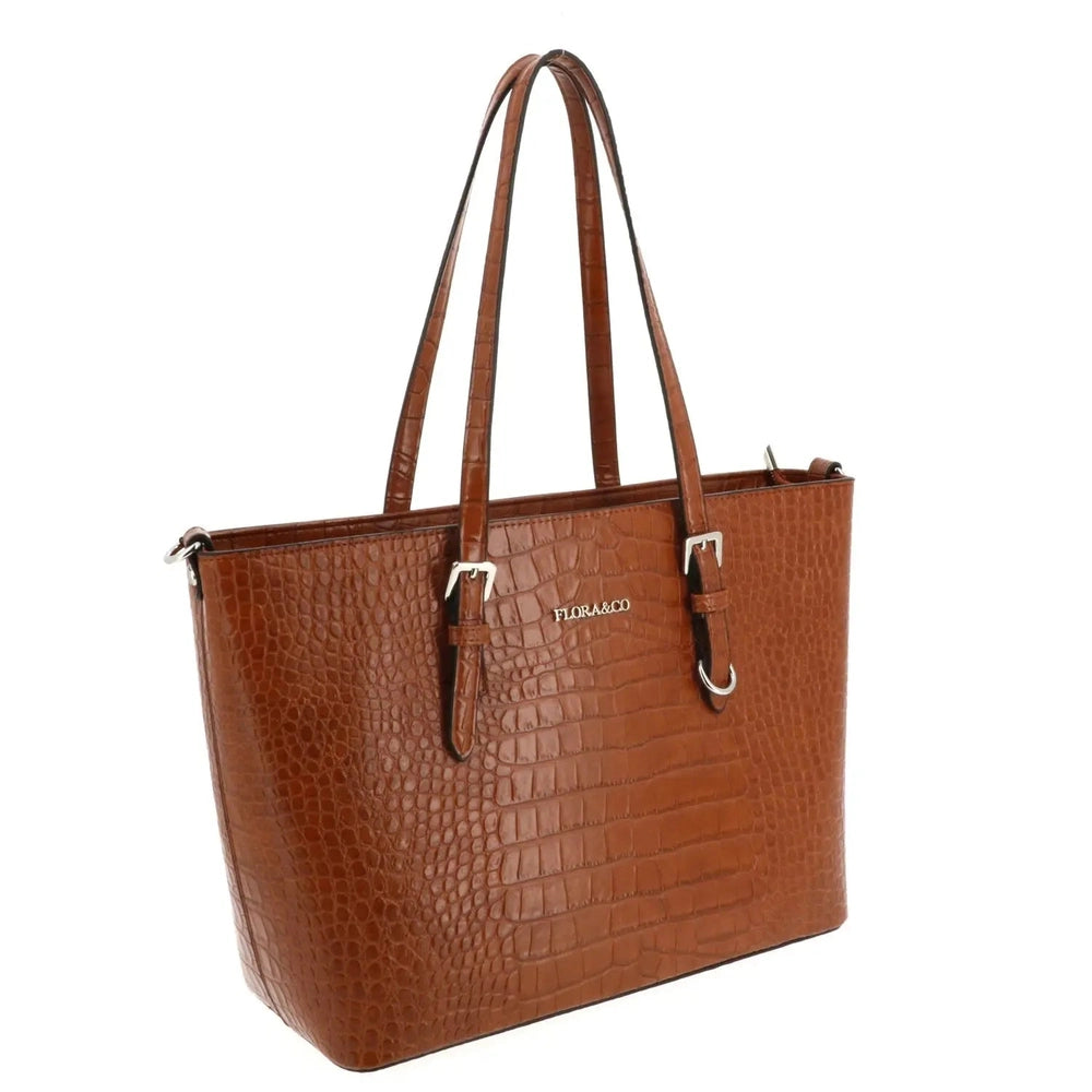 Flora & co Sac cabas femme croco format a4 camel