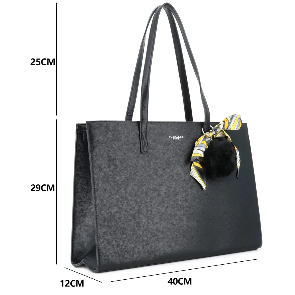 Flora & co Sac cabas femme a4 rigide noir