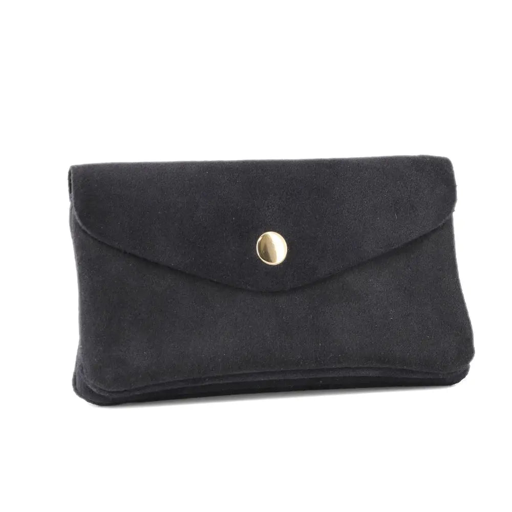 Porte-monnaie portefeuille mi-long suède Bleu Marine other image 2