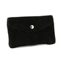 Portefeuille en Suède noir mi-long élégant et pratique.