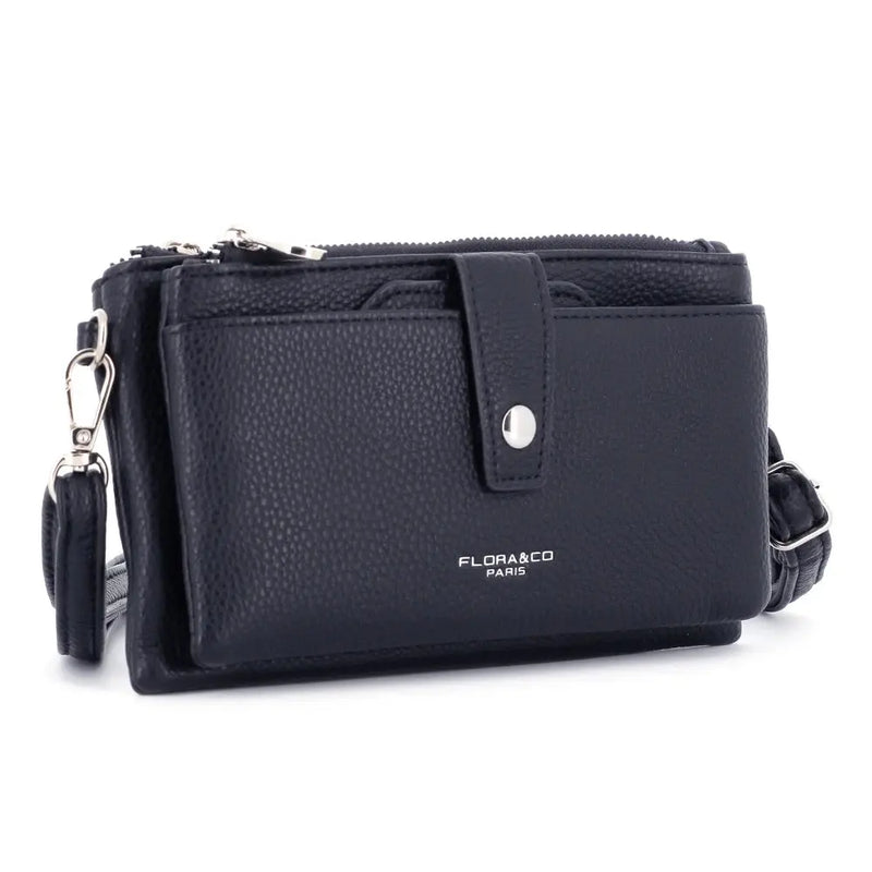 Pochette bandoulière femme téléphone bleu marine - Flora & co