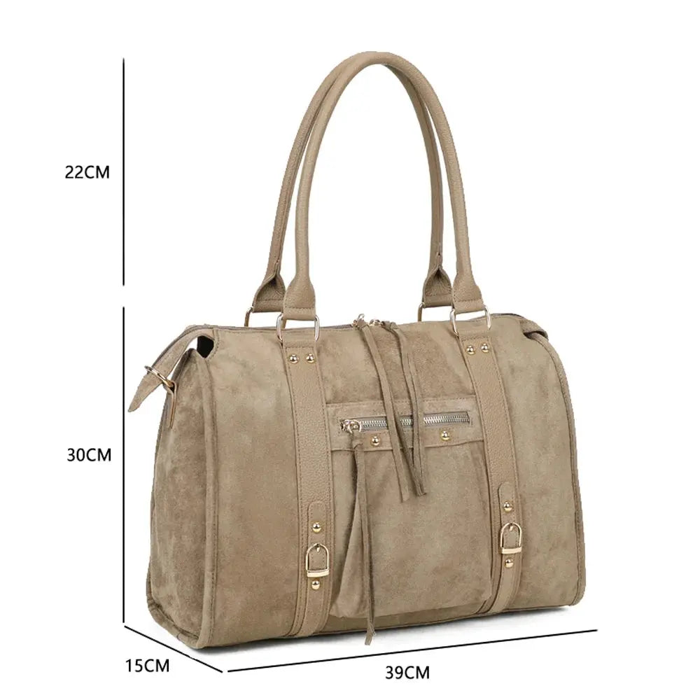 Grand sac bowling similicuir suédine femme Taupe Foncé other image 2