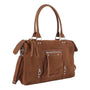 Vue 1 du Grand sac cabas bowling effet daim Camel en cuir synthetique par Flora & co.