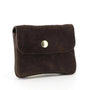 Vue 1 du Petit porte-monnaie cartes cuir suède Chocolat par Made in Italy.
