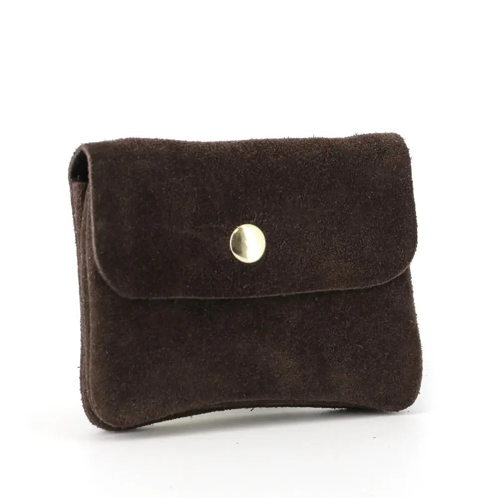 Petit porte-monnaie cartes cuir suède Chocolat other image 2