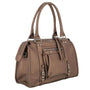 Vue 1 du Grand sac à main bowling grainé marron VORTEX en cuir synthétique par Flora & co.
