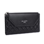 Gallantry Portefeuille longue tri-pli pu cuir matelassé noir
