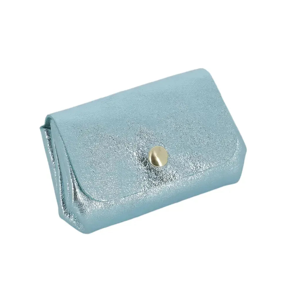 Vue 1 du Porte-monnaie cuir souple irisé 04 Turquoise par Made in Italy.