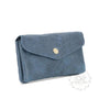 Portefeuille mi-long cuir suédé grainé 05C Bleu Marine - Crocochic