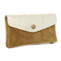 Porte-monnaie femme irisé suède moutarde Made in Italy