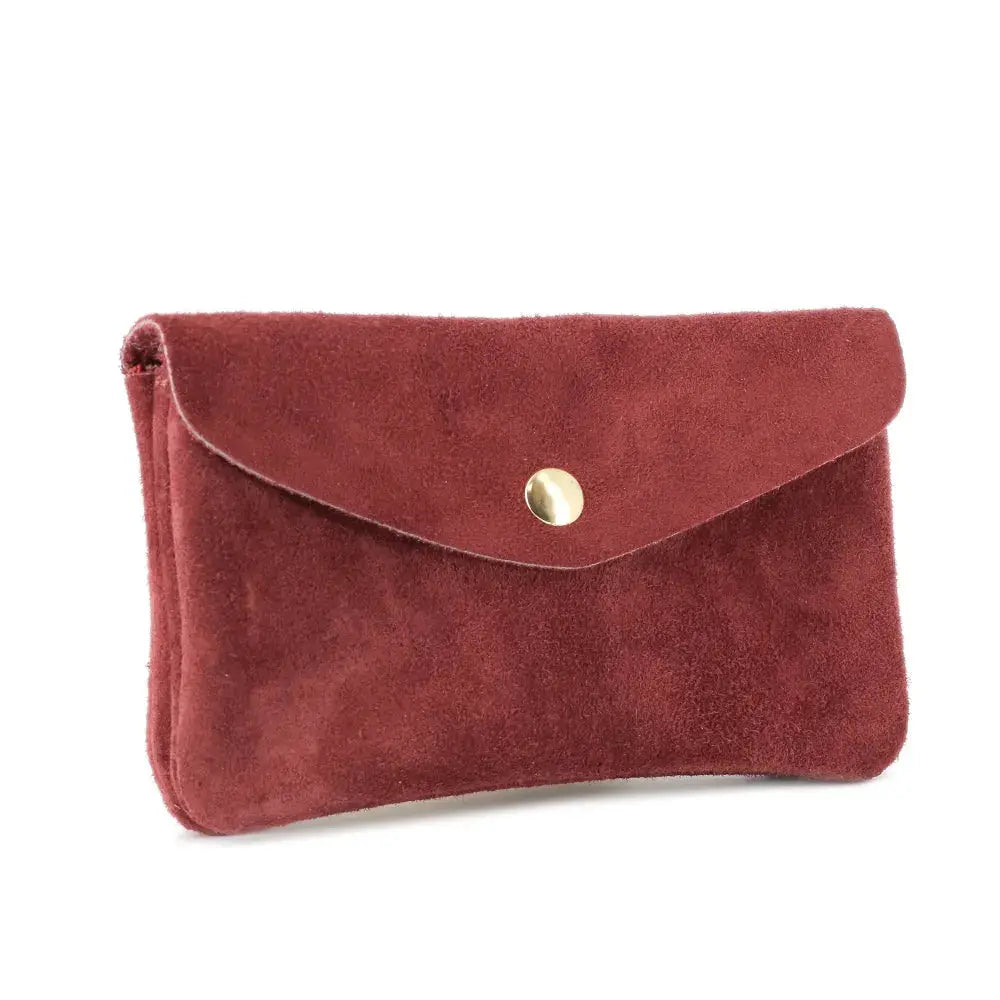 Porte-monnaie portefeuille mi-long suède Bordeaux other image 2