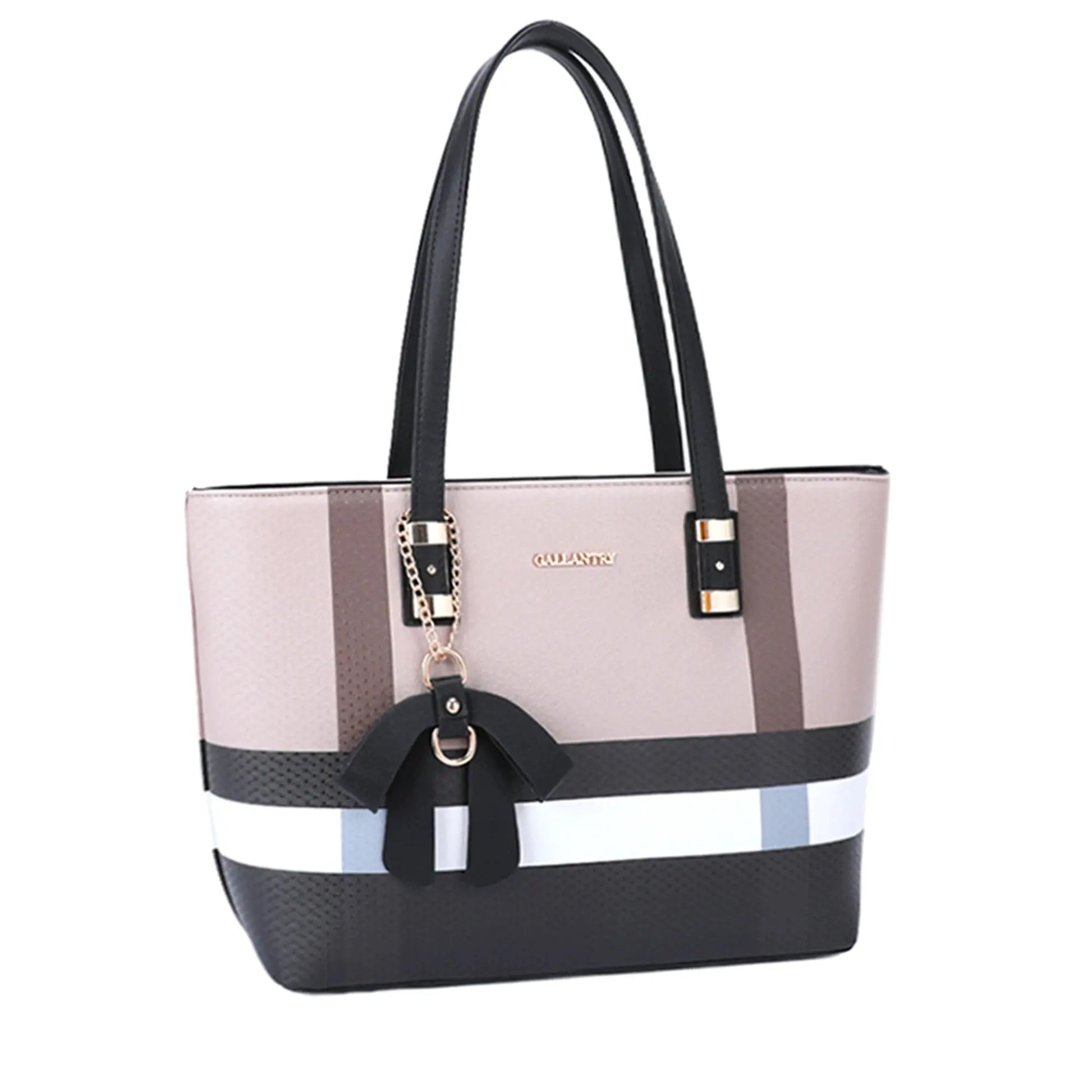 Gallantry Sac cabas femme a4 multicolore rayure noir