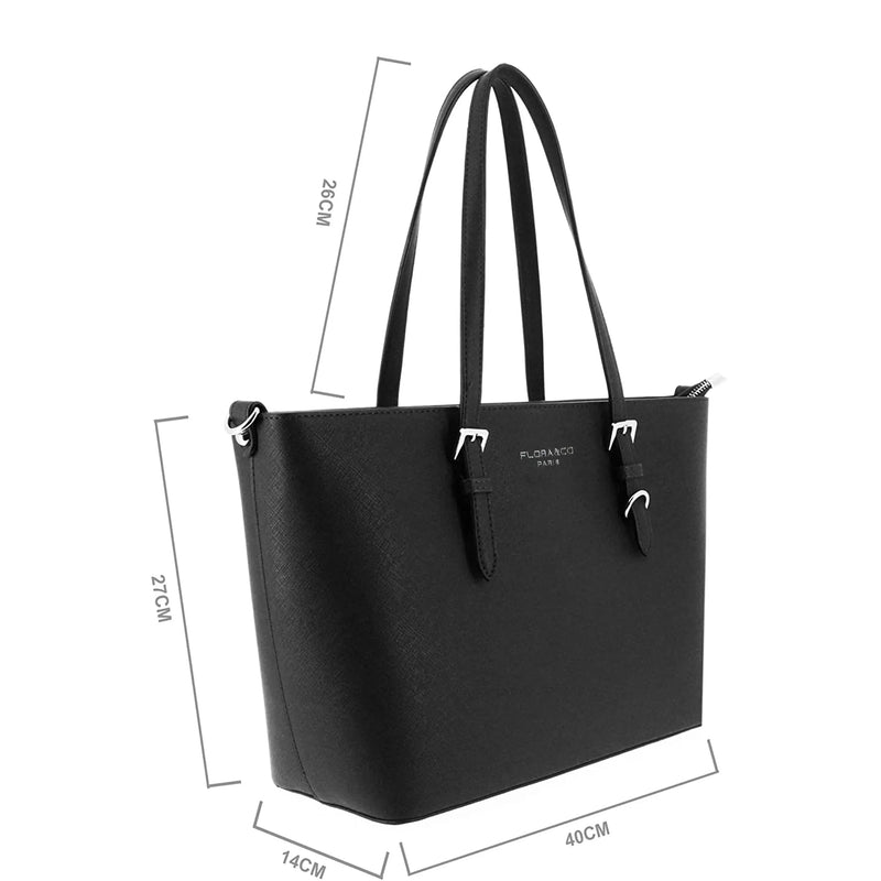 Flora & co Sac cabas femme format a4 saffiano noir