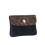 Vue 1 du Porte-monnaie femme suédé irisé léopard Bleu Marine en cuir par Made in Italy.