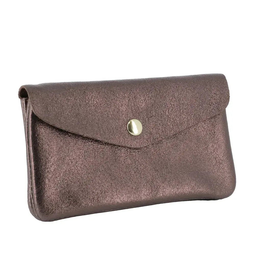Women's iridescent leather card wallet 051 taupe