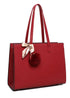 Gallantry Sac cabas femme pompon fourrure a4 rouge