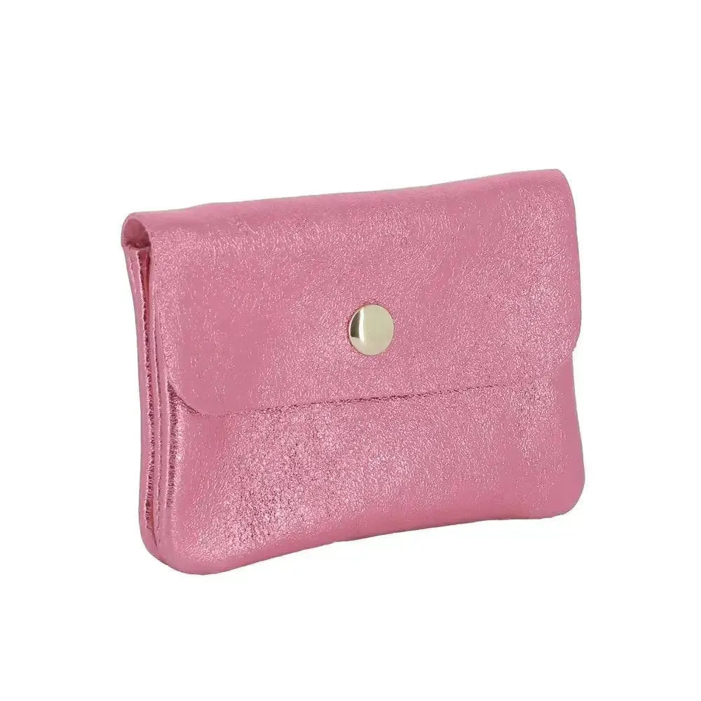 Vue 1 du Porte-monnaie femme cuir italien irisé 041 Rose Vif par Made in Italy.