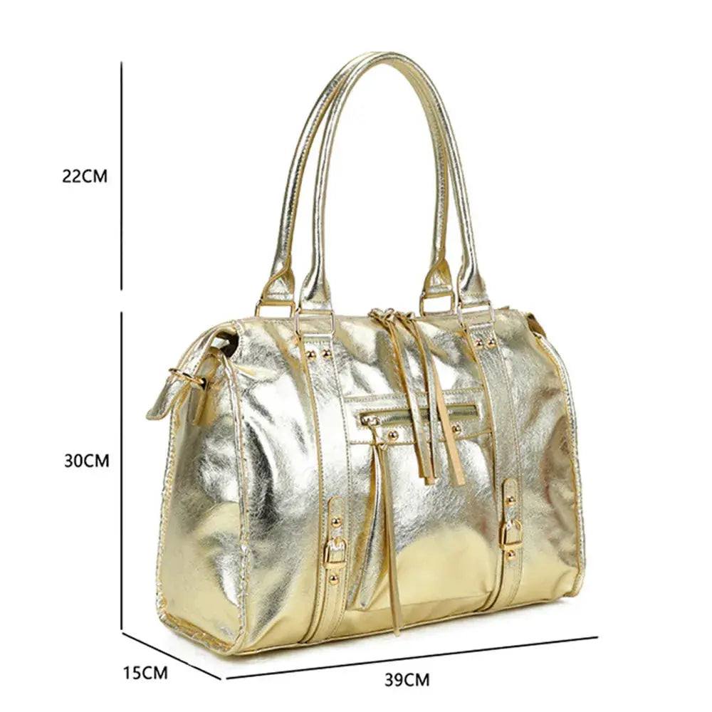 Grand sac à main bowling irisé or (détails dorés)