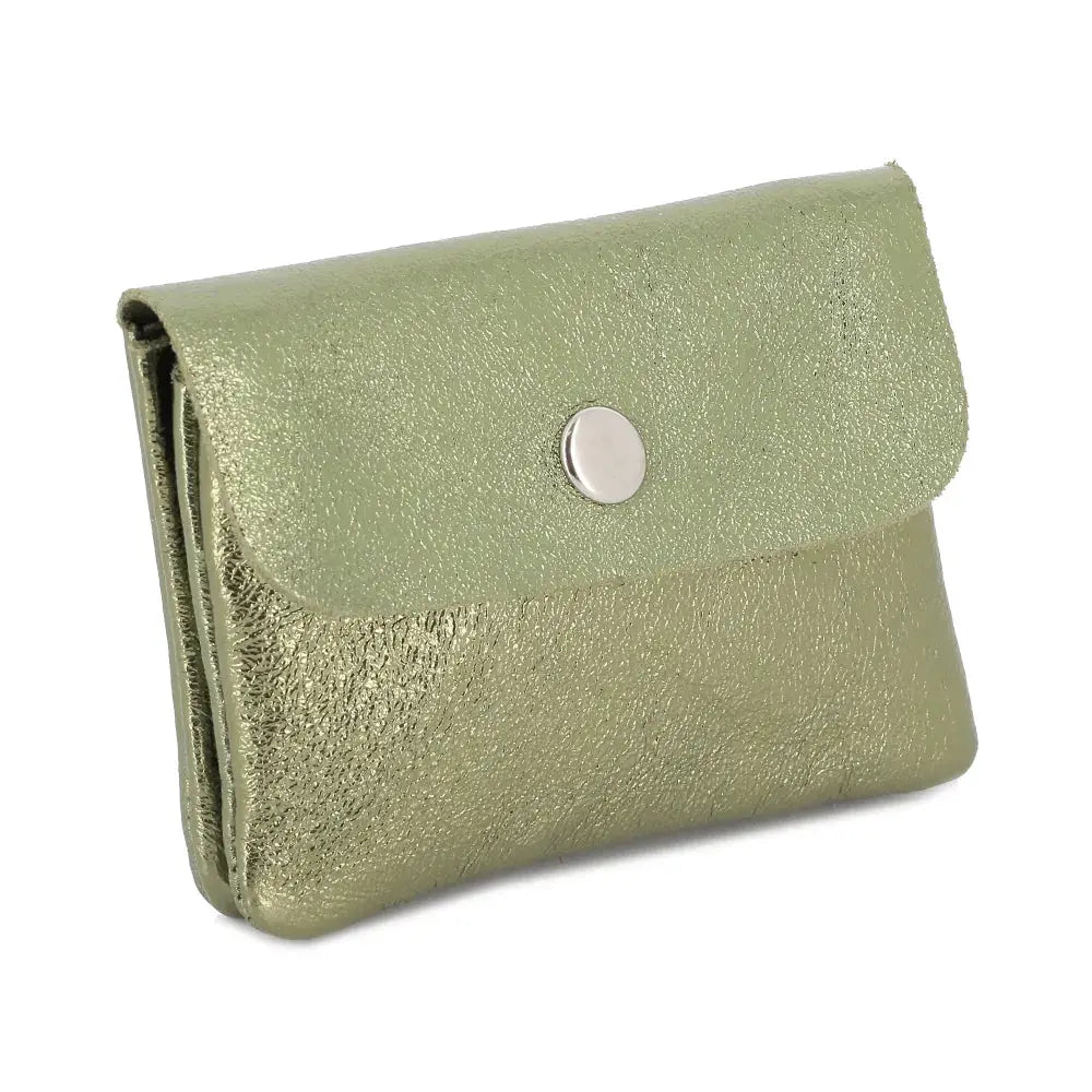 Porte-monnaie femme court cuir irisé 041 Olive