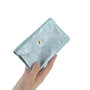 Vue 1 du Porte-monnaie cartes femme cuir irisé 051 Turquoise par Made in Italy.