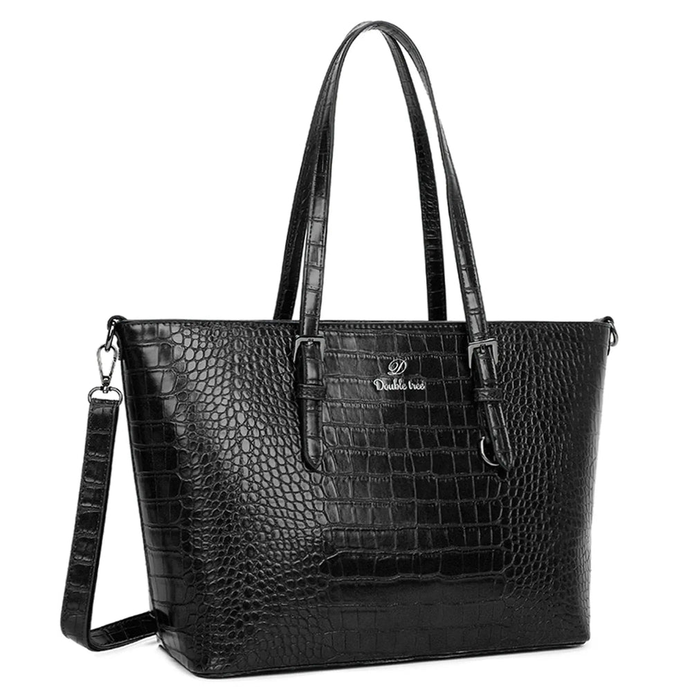 Crocochic Sac cabas femme croco format a4 noir