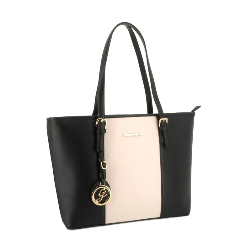 Gallantry Sac cabas femme bicolore saffiano beige