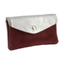 Vue 1 du Porte-monnaie cartes femme irisé suède bordeaux en cuir par Made in Italy.